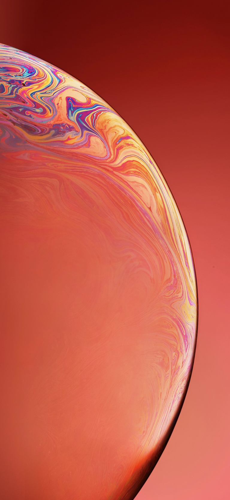 Default wallpaper of iPhone XR Wallpaper – Single Bubble – Coral