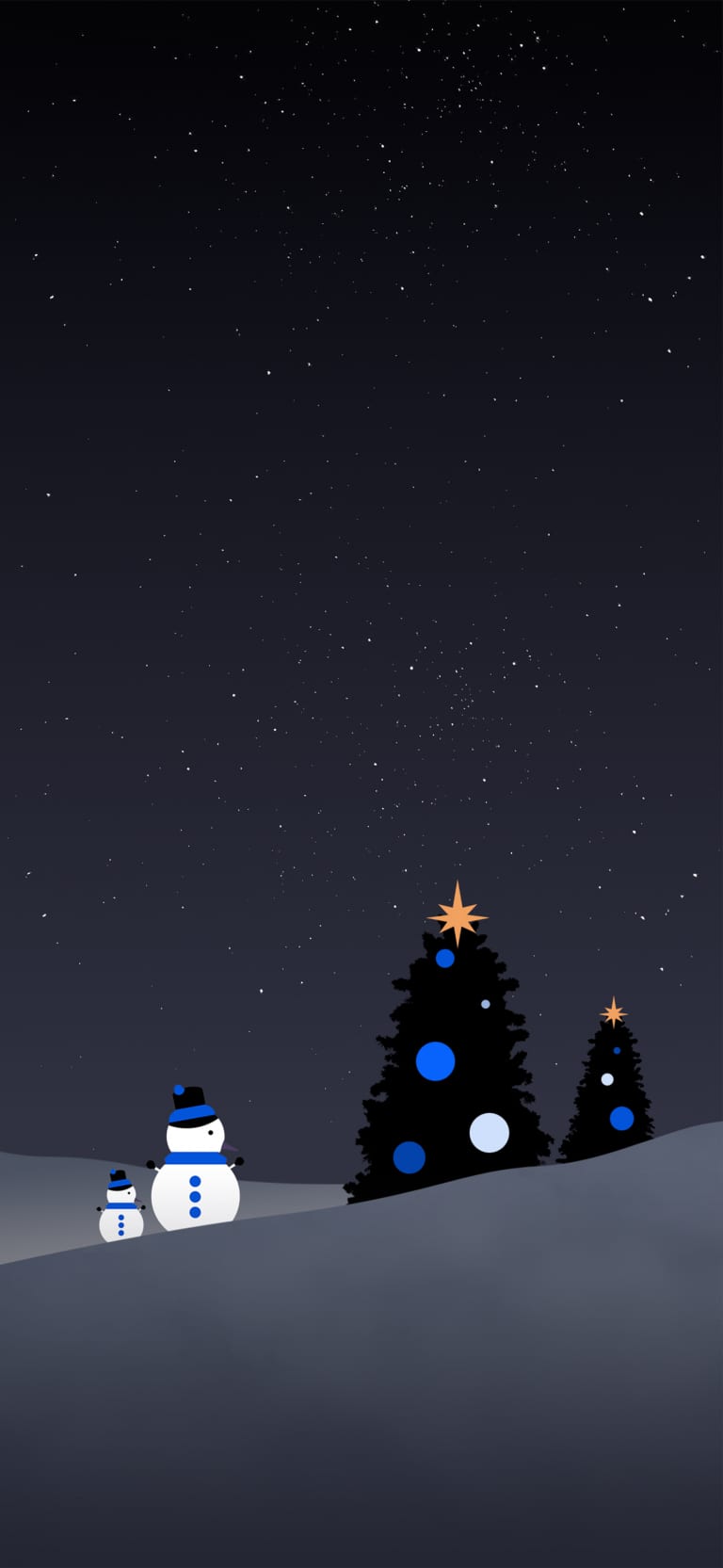 Default wallpaper of Snowman & Tree (Blue) Night