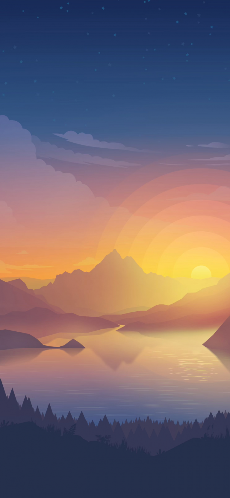 Default wallpaper of Vector Landscape, our First Dynamic Wallpaper for macOS Mojave and higher (it will change colors every 2 hours!)