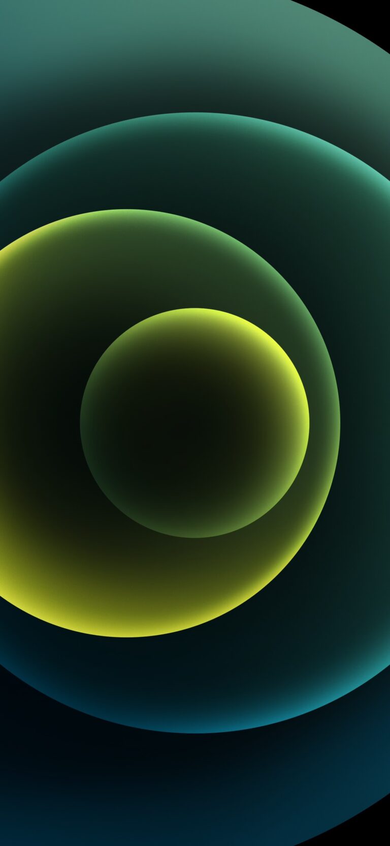 Default wallpaper of iPhone 12 – Orbs Green (Dark) | LIVE Wallpaper