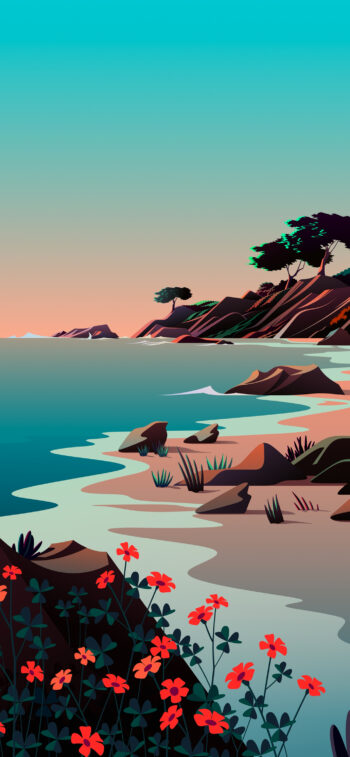 Lake, The Beach Day – Official from iOS 14.2 | Stock Wallpaper