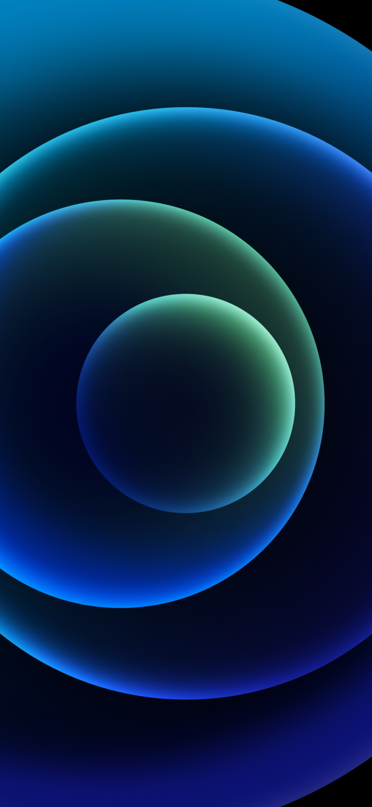 Default wallpaper of iPhone 12 – Orbs Blue (Dark) | Stock Wallpaper