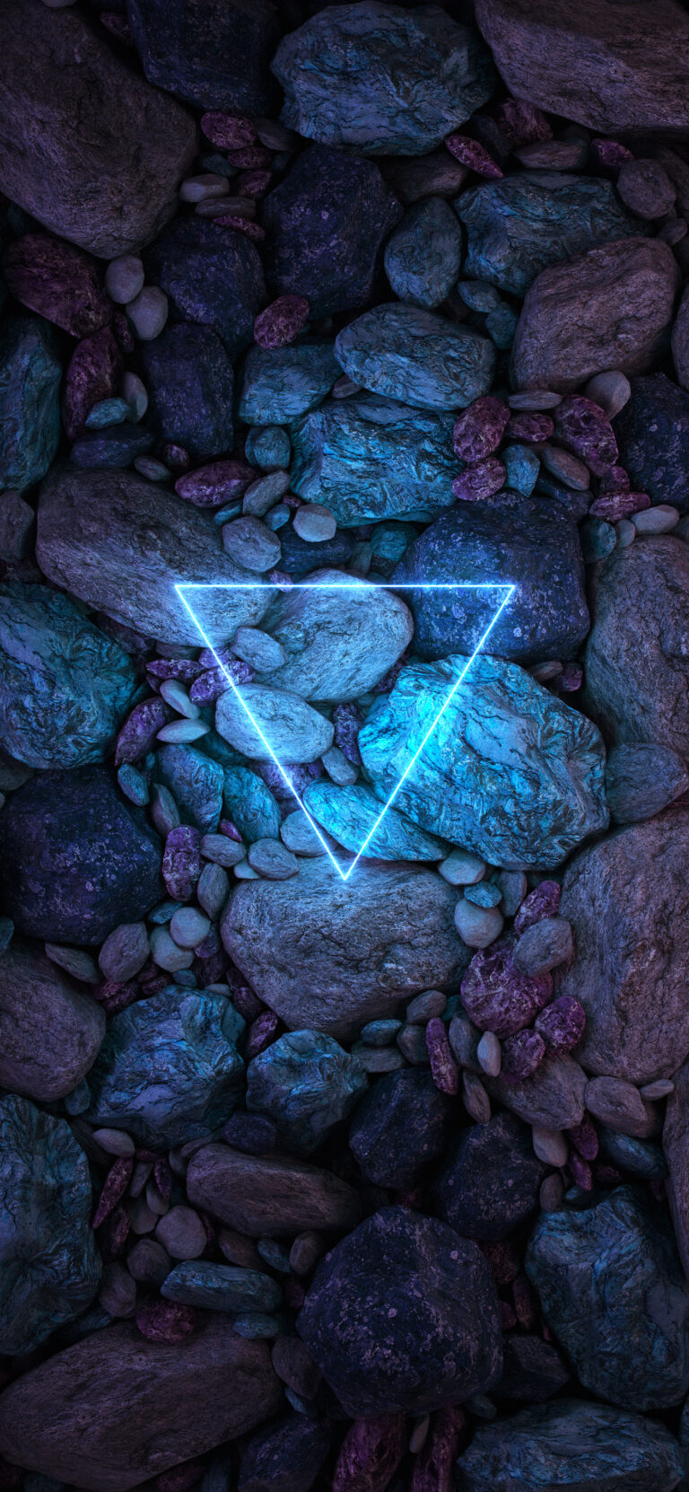 Default wallpaper of Blue NEON and Stones