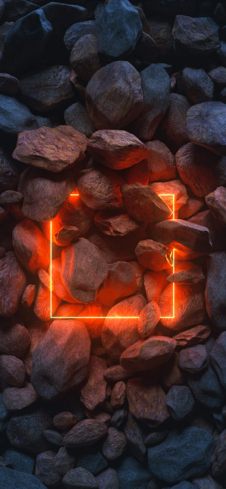 Default wallpaper of Red Neon and Stones