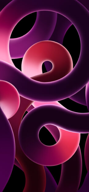 iPad Air 5 Stock Wallpaper – Ribbons – Pink Dark