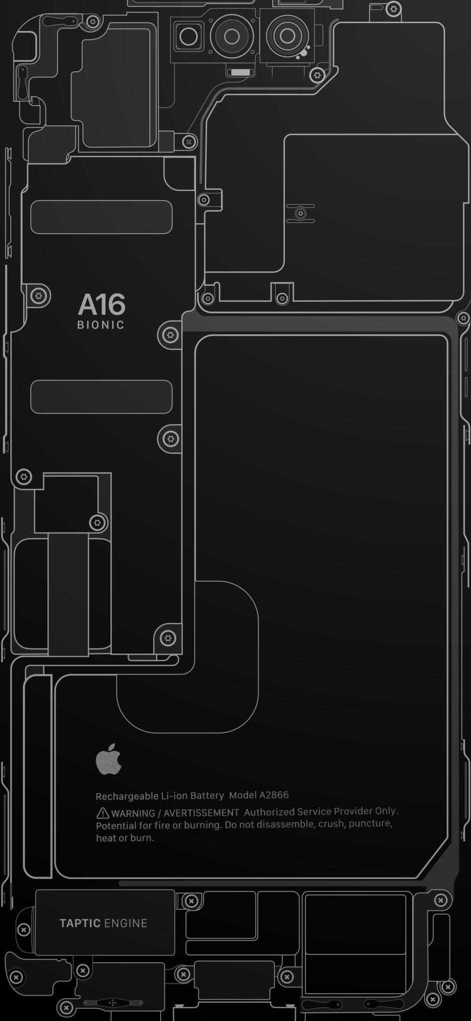 iPhone 14 Pro - Teardown Wallpaper (Space Black) - Wallpapers Central