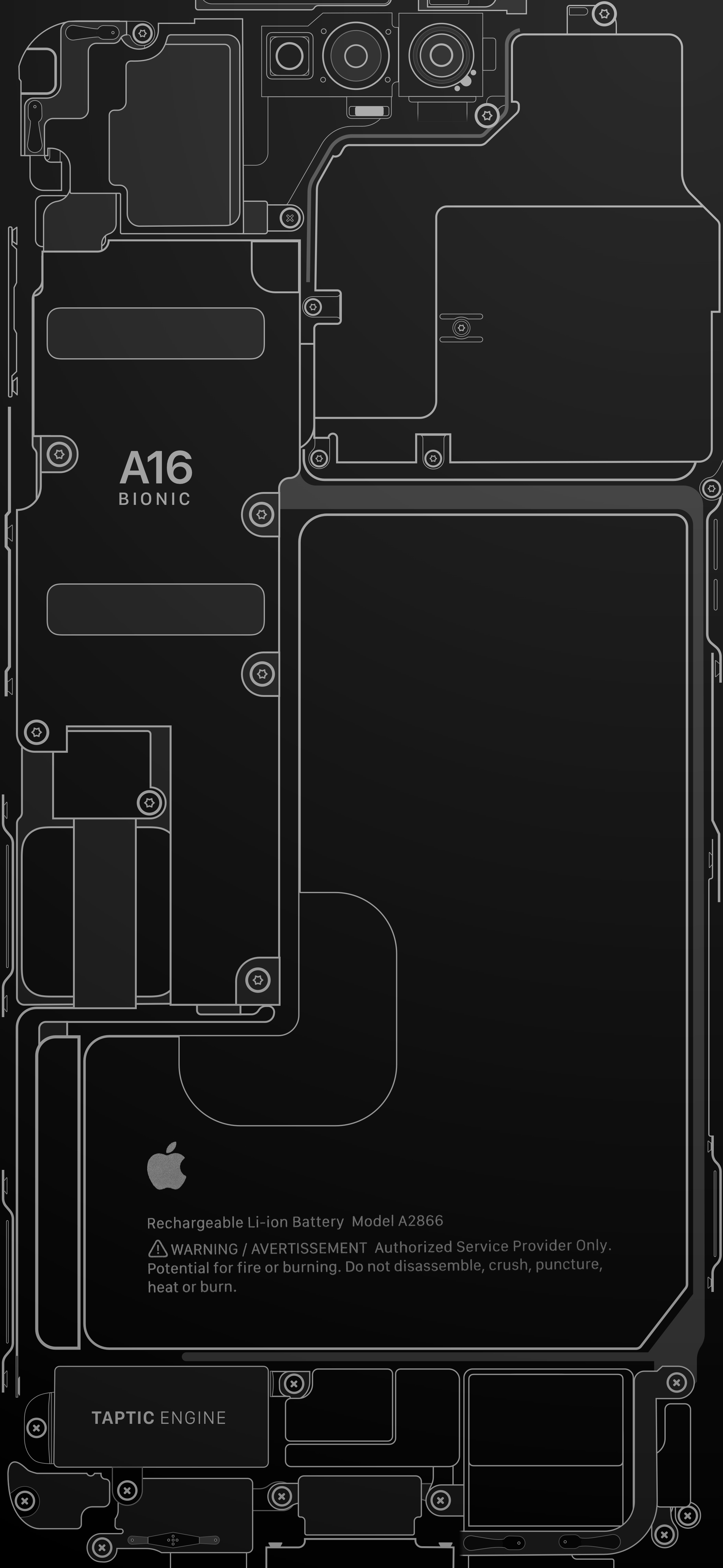 iPhone 14 Pro - Teardown Wallpaper (Space Black) - Wallpapers Central