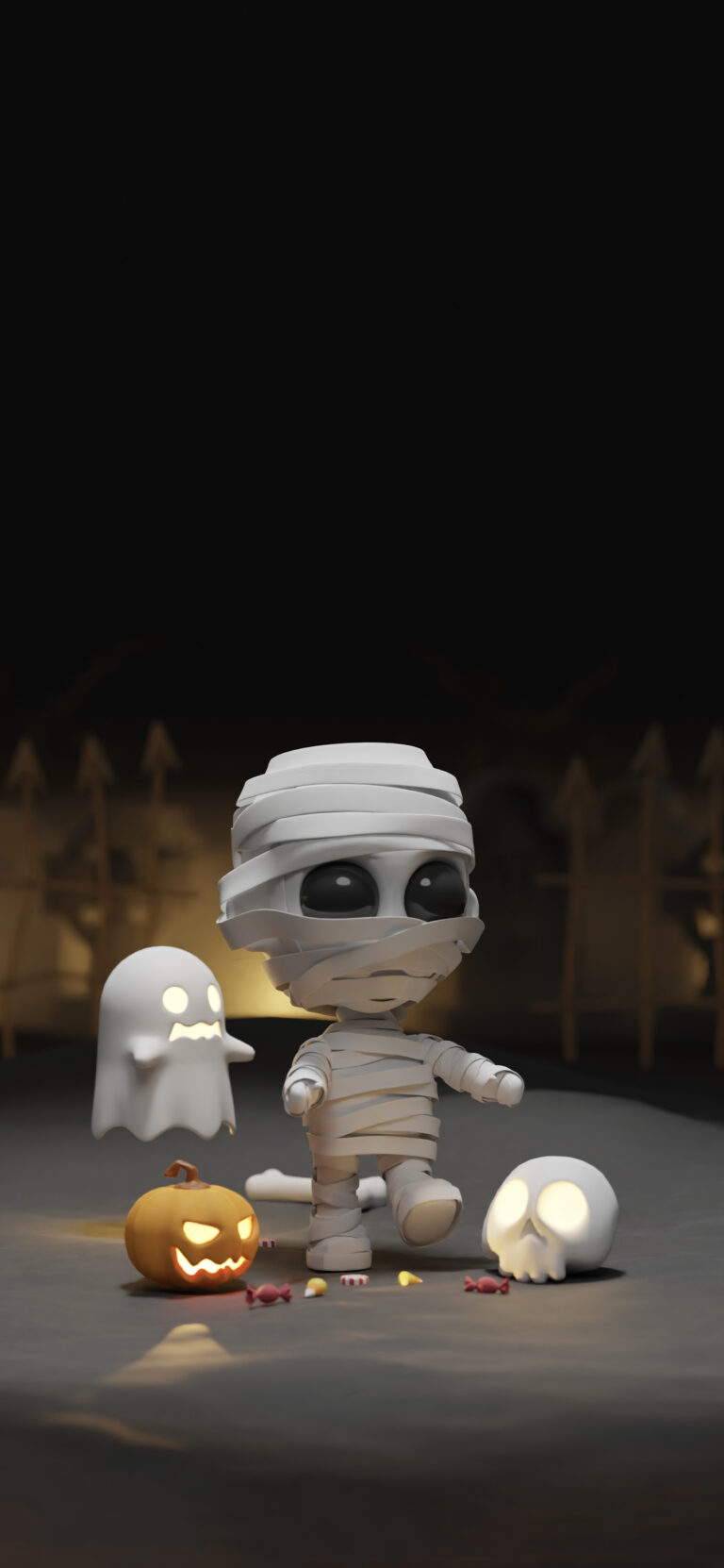 Default wallpaper of Cutie Mummy, Pumpkin, Skull and Ghost