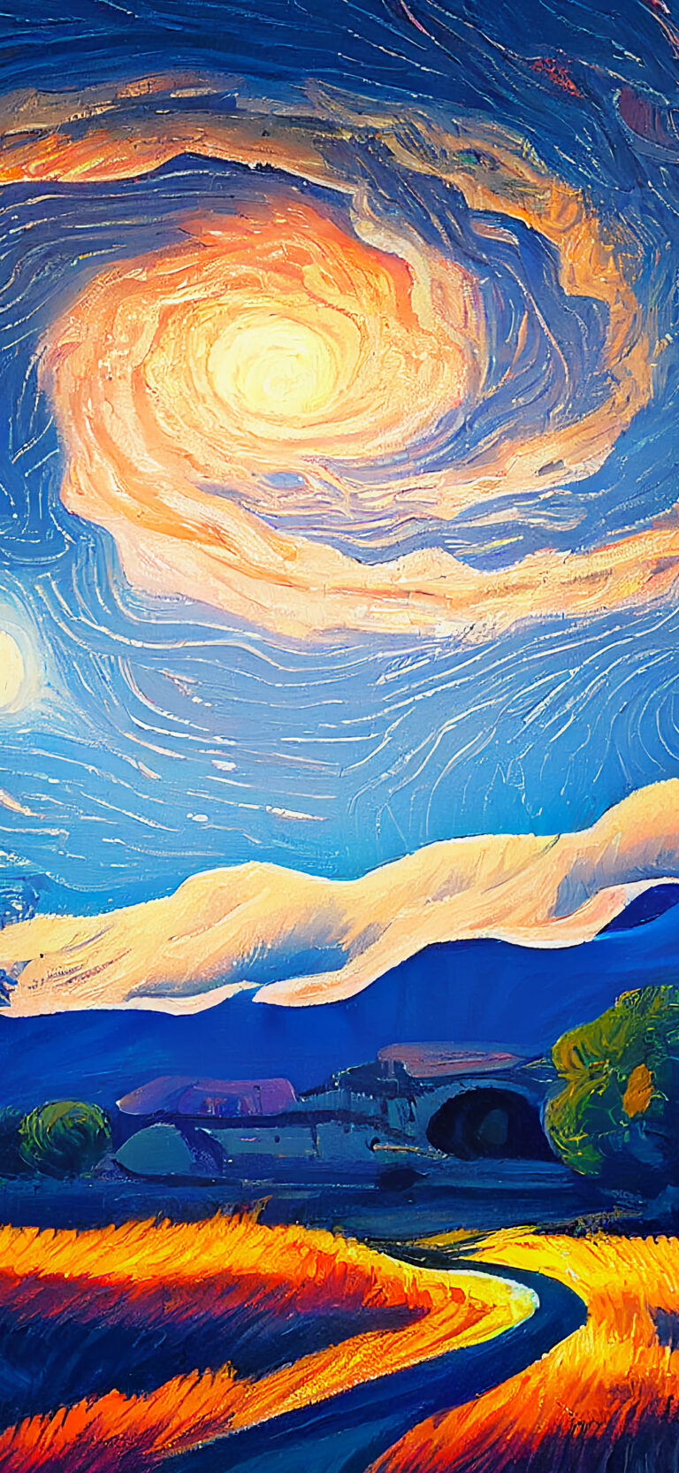 Default wallpaper of Mac OS X Lion in Van Gogh’s style