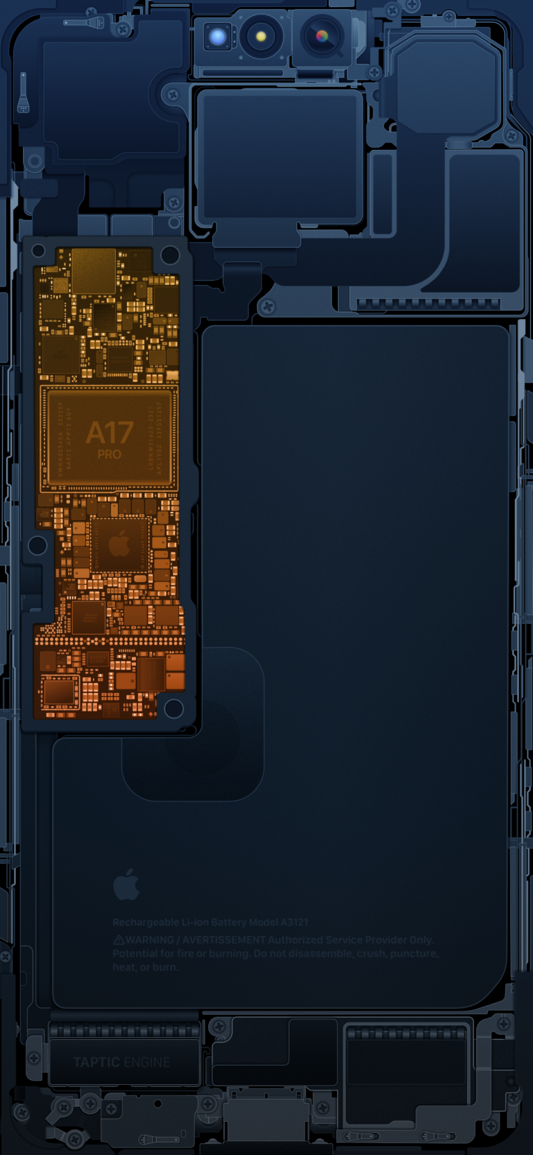 iPhone 15 Pro Max Schematics - Blue & Gold | Internals - Wallpapers Central