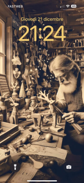 Santa Claus creating Toys