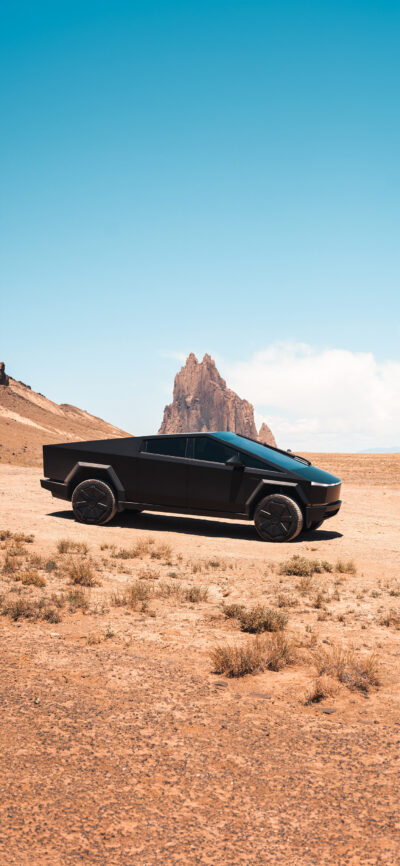 Wallpaper Cybertruck in hot desert