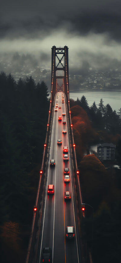 Wallpaper Bridge with Night Lights | Depth Effect