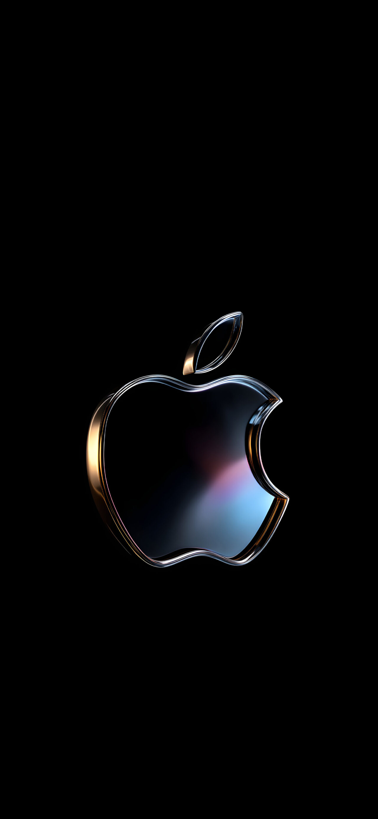 Glass Apple logo, metal frame