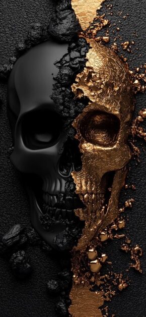 Black and gold skull