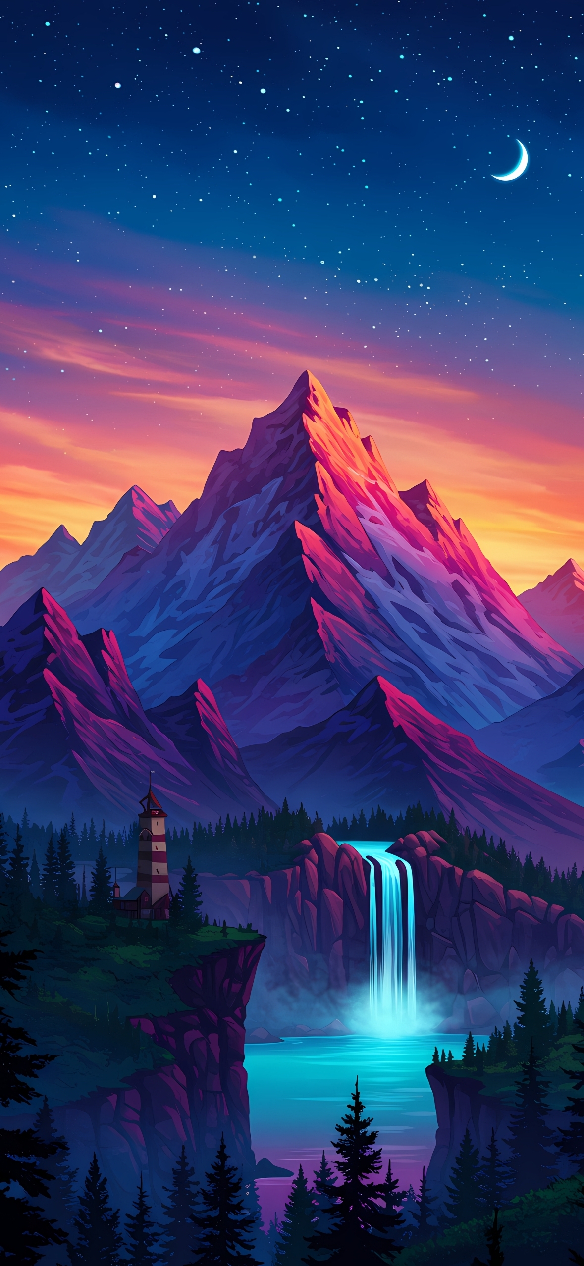 Mountains Sunset | Vector