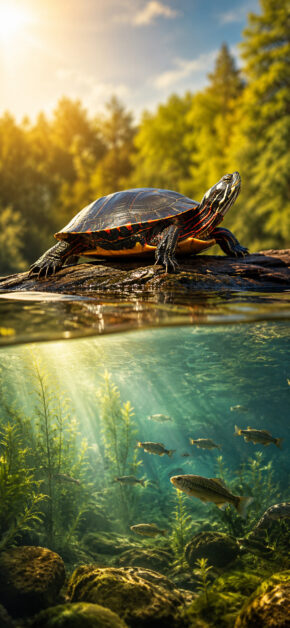 Turtle into water