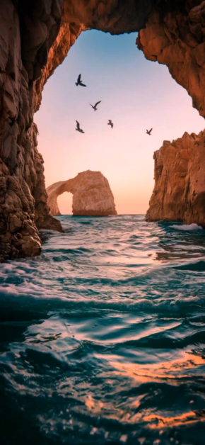 Ocean Cave at Sunset | LIVE Wallpaper