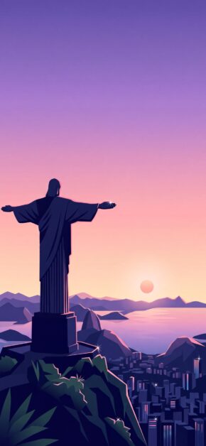 Christ Redeemer Purple Sunset