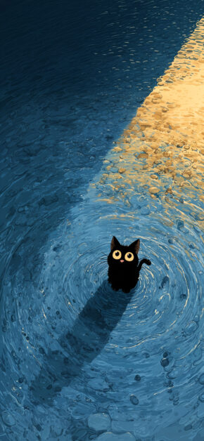 Cute Black Cat Ripple