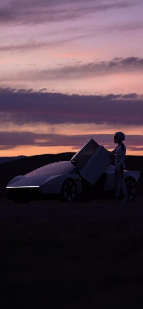 Tesla Roadster Sunset