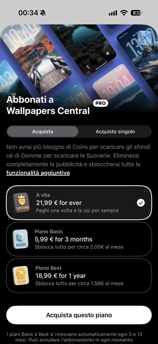La pagina con tutti i vantaggi PRO