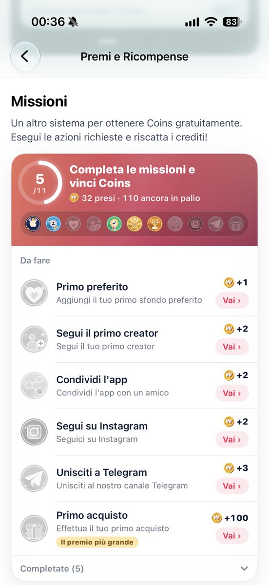 Le missioni rinnovate per guadagnare Coins gratis