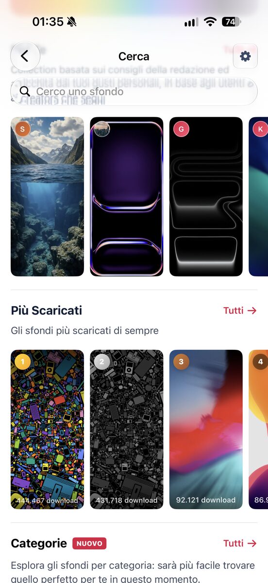 La ricerca e la pagina dei Creator verificati