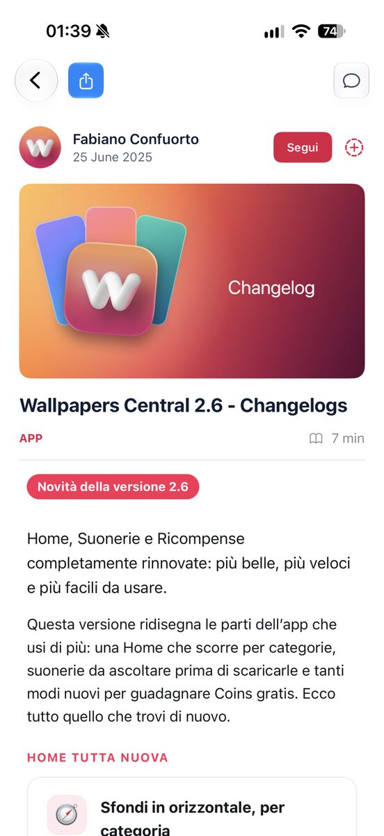 La schermata Novità e le altre novità della versione 2.6
