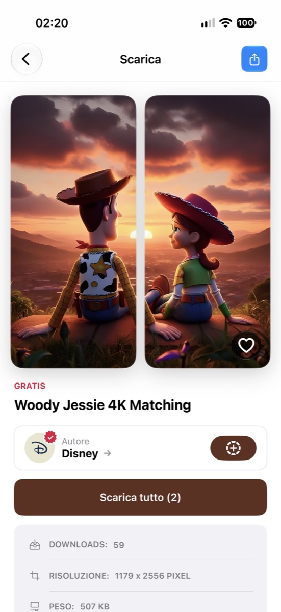 I set di Sfondi Matching in una sola pagina in Wallpapers Central 2.7