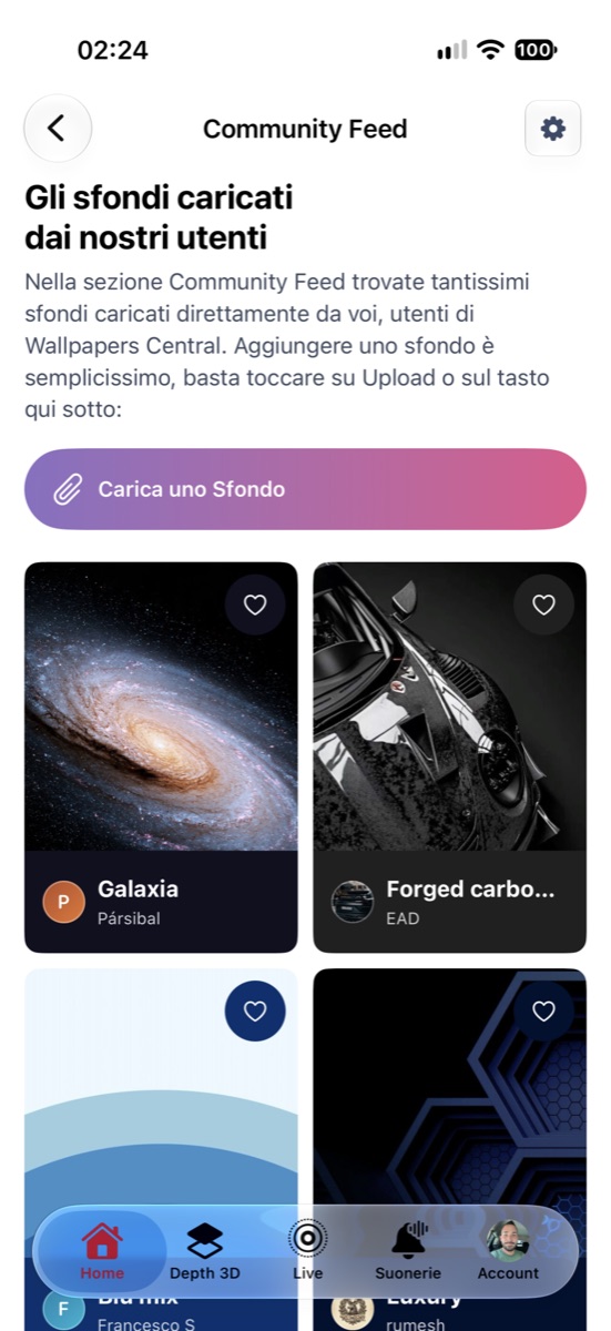 Creators Verificati ed Account in Wallpapers Central 2.7